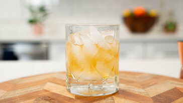 a glass of rusty nail