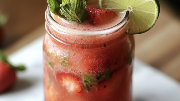 Strawberry Kombucha Mojito Mocktail
